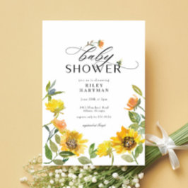 Convites Elegante Amarelo Sunflower Sunny Bee Chá de fralda
