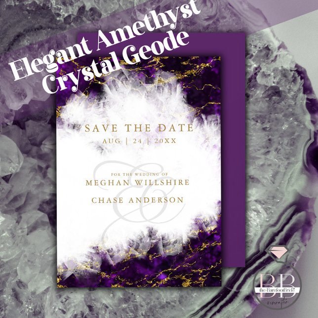 Convites Elegante Ametyst Crystal Geode (Criador carregado)