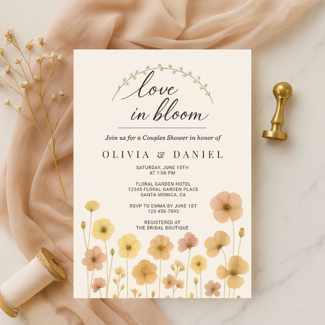 Convites Elegante Amor em Flor Boho Chuveiro de Casais (Criador carregado)