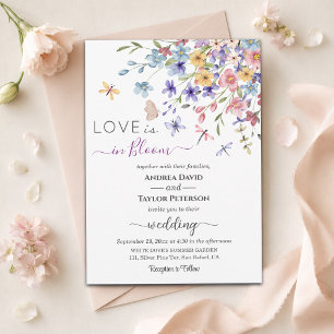 Convites Elegante Amor em Flor Libélulas Casamento