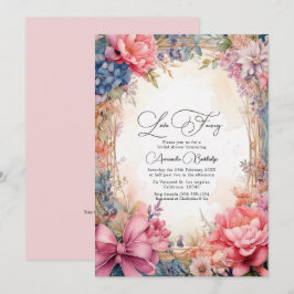 Convites Elegante Amor Fancy Floral Chá de Noiva Código QR