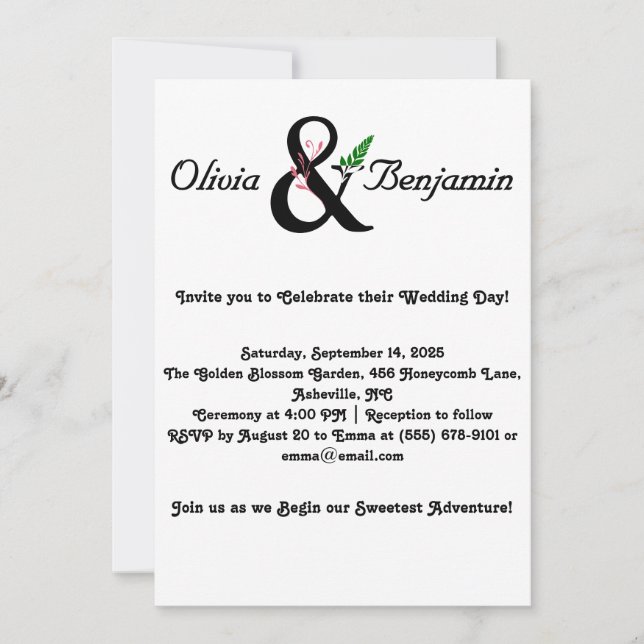 Convites Elegante Ampersand & Script WedDesign (Frente)