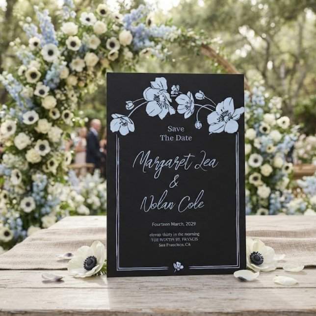 Convites Elegante Anêmona Floral Salve a Data (Criador carregado)