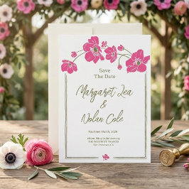 Convites Elegante Anêmona Floral Salve a Data