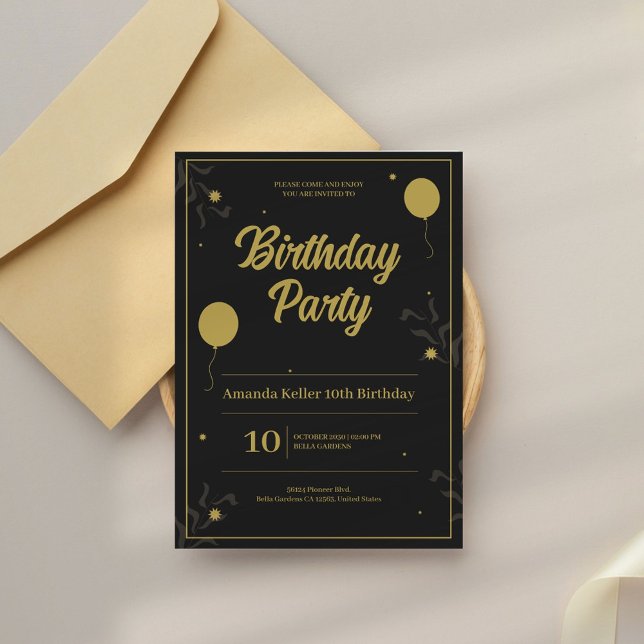 Convites Elegante Aniversário (Criador carregado)