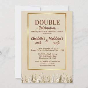 Convites Elegante Aniversário Conjunto Minimalista Dourado