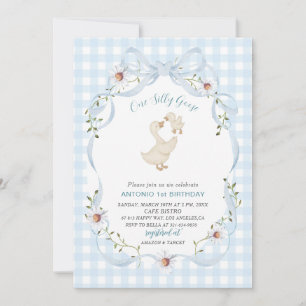 Convites Elegante Aniversário de 1 ano Watercolor Um ganso