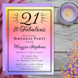 Convites Elegante Aniversário de 21 anos Fabuloso com Ombre