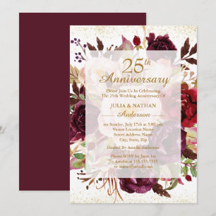 Convites Elegante Aniversário de 25 Anos de Casamento em Bu