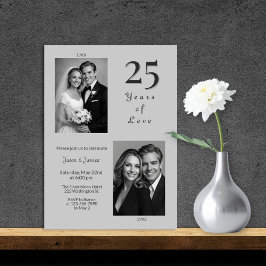 Convites Elegante Aniversário de 25 Anos de Casamento Prata