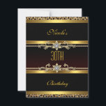 Convites Elegante aniversário de 30 anos de Joias de Ouro N<br><div class="desc">Impressão de animais Leopardo com aniversário de 30 anos de bolso de ouro negro. O aniversário do Elegant Classy All Occasion Party convida a Modelo</div>