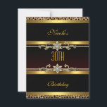Convites Elegante aniversário de 30 anos de Joias de Ouro N<br><div class="desc">Impressão de animais Leopardo com aniversário de 30 anos de bolso de ouro negro. O aniversário do Elegant Classy All Occasion Party convida a Modelo</div>