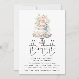 Convites Elegante - aniversário de 30 anos de Script Pink P