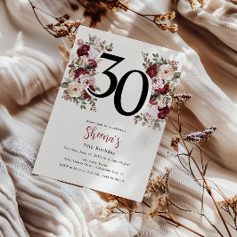 Convites Elegante Aniversário de 30 anos Floral
