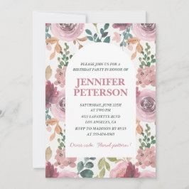 Convites Elegante aniversário de 3 anos, Floral Boho