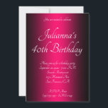 Convites Elegante aniversário de 40 anos de madeira de pret<br><div class="desc">Bonito elegante, preto e brilhante, quente, em um convite de aniversário. Convide os divas para seu fabuloso aniversário de 40 anos! Cor de fundo personalizável na ombre. No verso você poderia mudar a cor de fundo para preto. Convites de festa de aniversário personalizáveis em preto-e-rosa. Concursos de gema e chic....</div>