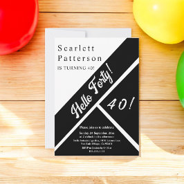 Convites Elegante aniversário de 40 anos de Quic Moderno, P
