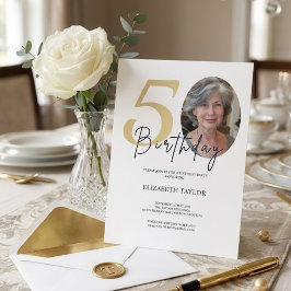 Convites Elegante Aniversário de 50 anos com Foto Personali