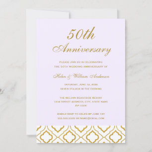 Convites Elegante Aniversário de 50 Anos de Casamento em Ou