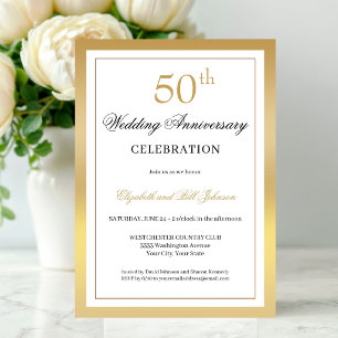 Convites Elegante Aniversário de 50 Anos de Casamento em Ou