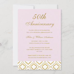 Convites Elegante Aniversário de 50 Anos de Casamento em Ou