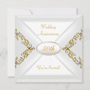 Convites Elegante Aniversário de 50 anos de Casamento Ouro