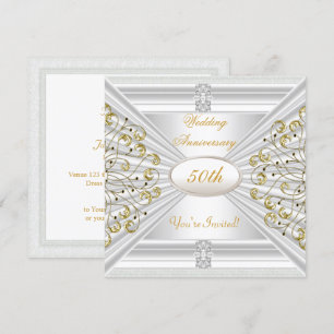 Convites Elegante Aniversário de 50 Anos de Casamento Ouro 