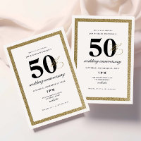 Elegante Aniversário de 50 Anos de Casamento Preto