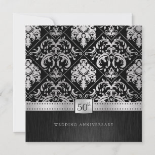 Convites Elegante Aniversário de 50 Anos de Casamento Preto