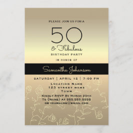 Convites Elegante Aniversário de 50 anos em Ouro