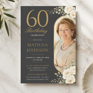 Convites Elegante Aniversário de 60 anos com Foto Personali