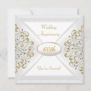 Convites Elegante Aniversário de 60 Anos de Casamento em Ou