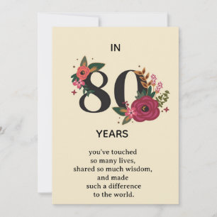 Convites Elegante Aniversário de 80 anos "Em 80 Anos" Fl