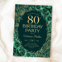 Elegante Aniversário de 80 anos Verde Esmeralda Do