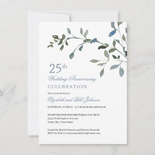 Convites Elegante Aniversário de Casamento de 25 Anos em Aq