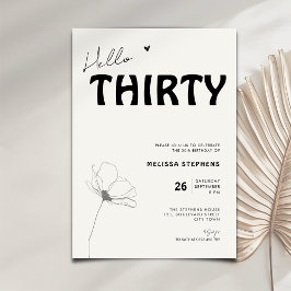 Convites Elegante Aniversário Trinta Tipografia Negrita 30º