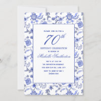 Elegante Antigo Floral Azul 70º 