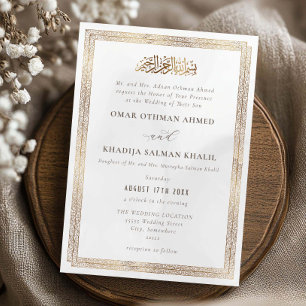 Convites Elegante Antigo Ornate Dourado Creme Casamento Isl