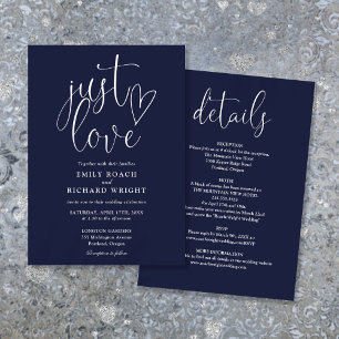 Convites Elegante Apenas Amor Tudo Em Um Casamento Azul Mar