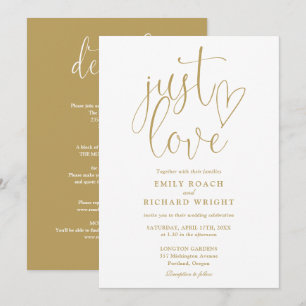 Convites Elegante Apenas Amor Tudo Em Um Ouro Casamento