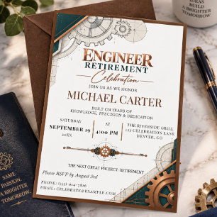 Convites Elegante Aposentadoria de Engenheiro Celebração Az