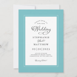Convites Elegante Aqua & White Modern Chic Borders