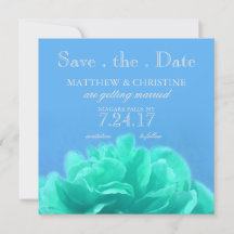 Elegante Aquamarine Azul Floral Save The Date