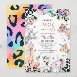 Convites Elegante Aquarela animais selvagens de safari 3Ta 