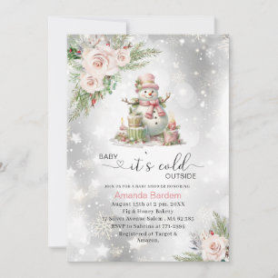 Convites Elegante Aquarela Bebê está frio fora de Baby sh