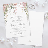 Elegante Aquarela Botânica de Casamento com Flores