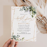 Convites Elegante Aquarela Chá de panela Dourado Verde<br><div class="desc">Esta elegante coleção do Boho Greenery apresenta folhas de cor aquosa misturada com uma serifa clássica e fontes delicadas de sans a preto,  com um monograma no verso. Itens correspondentes disponíveis.</div>