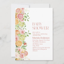 Elegante Aquarela Citrus Flores Rosa Baby Show