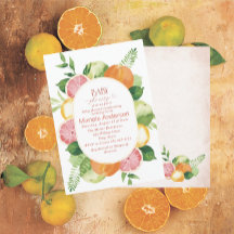 Elegante Aquarela Citrus Flores Rosa Baby Show