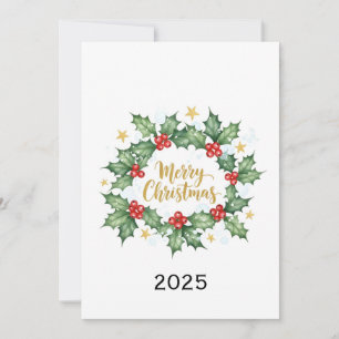 Convites Elegante Aquarela de Azevinho Feliz Natal